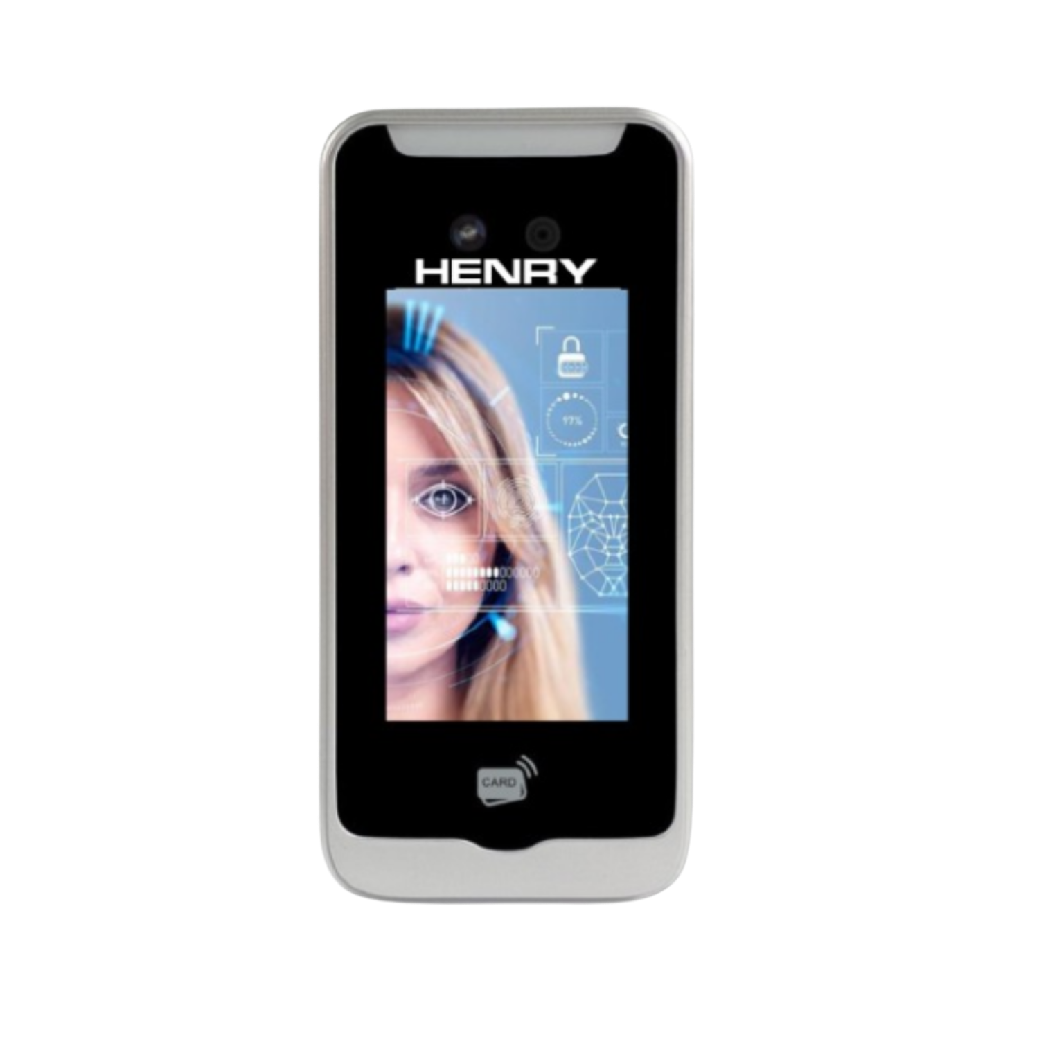 Henry Face, leitor facial compacto, permite cadastrar até 5.000 faces e 15.000 cartões e senhas, ótimo custo benefício no controle de ponto para sua empresa.